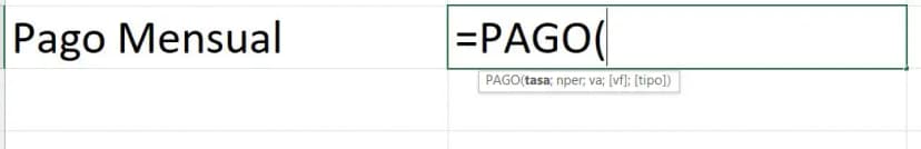 Fórmula de Pago Mensual en Excel
